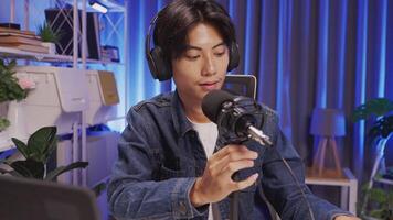 Content creator setting up for streaming. video