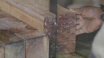 Crafting wood with skill in a workshop video