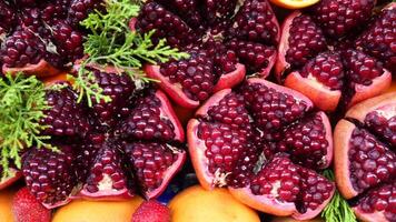 Fresh fruits gathered in a vibrant market setting video