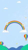 Colorful Rainbow Sky with Balloons and Floating Hearts Animation Background video