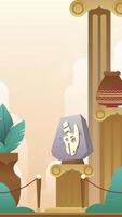 Ancient Fossil Display in Museum with Pillars and Pots Background Motion video