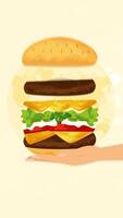Giant Burger on Hand with World Map Motion Background video