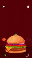 Burger with Floating Toppings on Red Striped Motion Background video