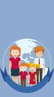 International Family Day Animation with Globe and Happy Cartoon Family video