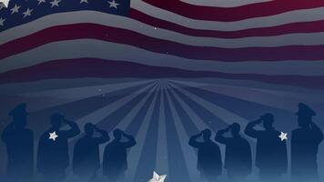 Patriotic Motion Background with American Flag and Saluting Soldiers video