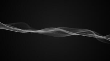 Minimalist black and white background with an elegant rippling fractal light wave. This abstract technology concept background is full HD and a seamless loop. video