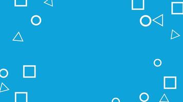 Blue abstract background with outlined geometric shapes video
