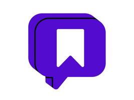 Hand drawn cute cartoon illustration speech bubble with bookmark. Flat label ribbon doodle. Reading note. Social media interface icon. Favorite or popular content. User file tag. Isolated. vector