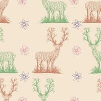 Seamless pattern of deer vector