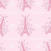 I love Paris seamless pattern with eiffel tower and hearts vector