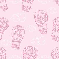 Seamless pattern with hot air balloons floating amongst clouds vector