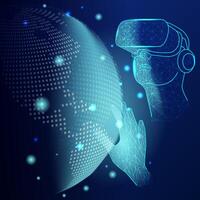 Virtual reality technology and the future of work vector