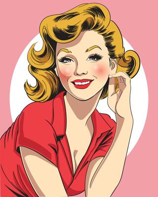 Retro style pin up girl illustration