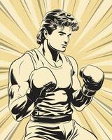 A man in boxing gloves is holding his fists up vector