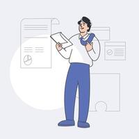 Confident presentation of business report, flat style vector