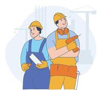 Team of Construction Workers with Tools Flat Illustration vector