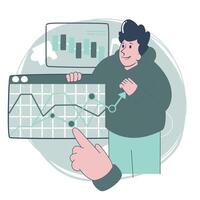 Data Growth and Business Analytics Illustration, Flat Style vector