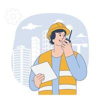Construction Engineer Communicating On-Site vector