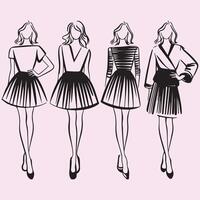 Fashion models posing, vector