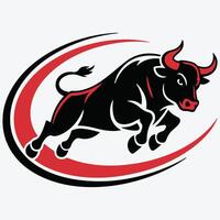 charging red bull mascot vector