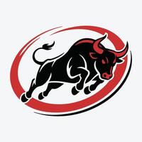 a red and black bull with horns vector