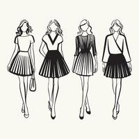 different poses for drawing fashion illustrations vector