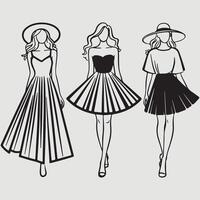 collection of fashion model sketches vector