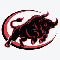 buffalo head red bull vector