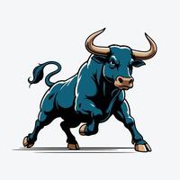 blue bull with a long tail vector