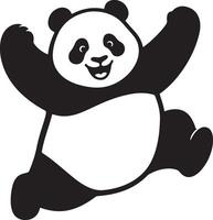 Happy panda jumping with joyful expression, Playful panda cartoon leap design vector