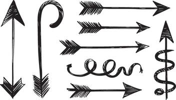 Arrow graphics set hand drawn for design use, Doodle arrows set for digital artwork vector