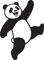 Joyful panda in playful pose cartoon art, Black and white panda dancing illustration vector
