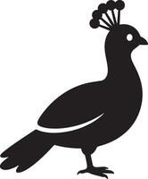 Stylized peacock black silhouette design, Elegant bird illustration simple form vector