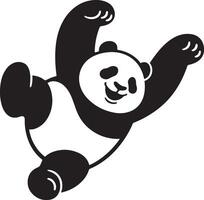 Panda joyful pose fun cartoon drawing, Playful panda dancing illustration vector