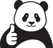 Panda giving thumbs up cartoon design, Positive panda gesture happy pose vector