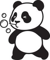 Panda blowing bubbles illustration, Fun panda cartoon relaxing design vector