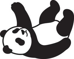 Cute panda lying upside down cartoon style, Adorable panda on back playful pose vector