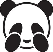 Panda face with hands covering eyes, Shy panda character playful expression vector