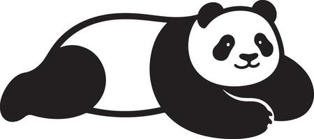 Panda lying down black and white cartoon, Sleeping panda relaxed animal drawing vector
