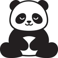 Panda sitting perfect for children decor, Playful panda black and white art vector