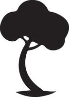 Bent tree black silhouette minimal style, Curved tree simple shape flat design vector