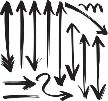 mano dibujado flecha conjunto para gráfico diseño usar, bosquejo estilo flecha elementos para creativo proyectos vector