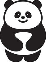 Black and white panda silhouette cute pose, Minimal panda animal graphic vector