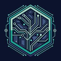 A circuit board with a tree in the middle vector