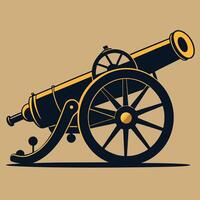 An old cannon on a beige background vector