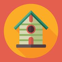 A birdhouse icon with a long shadow vector