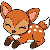 A cute little deer lying down with its eyes closed vector