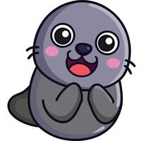 A cartoon seal with big eyes and a big smile vector