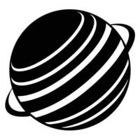 A black and white illustration of a planet vector