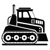 A black and white image of a bulldozer vector